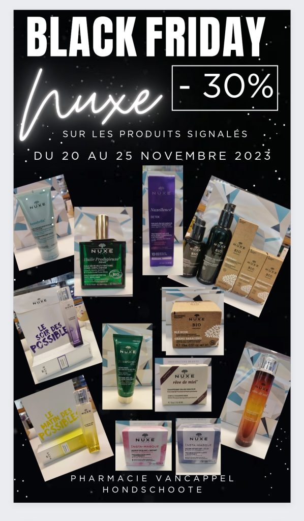 Black friday Nuxe pharmacie Vancappel Hondschoote